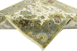 Cream Floral Osh Chobi 8X8 Peshawar Oriental Square Rug