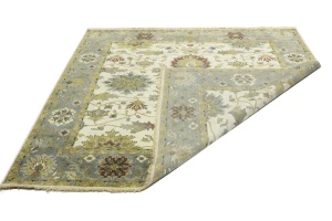 Cream Floral Osh Chobi 8X8 Peshawar Oriental Square Rug
