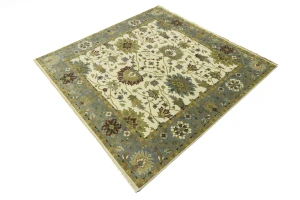 Cream Floral Osh Chobi 8X8 Peshawar Oriental Square Rug