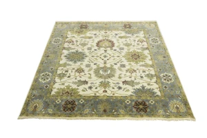 Cream Floral Osh Chobi 8X8 Peshawar Oriental Square Rug