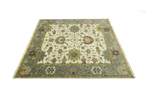 Cream Floral Osh Chobi 8X8 Peshawar Oriental Square Rug