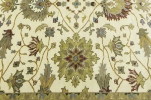 Cream Floral Osh Chobi 8X8 Peshawar Oriental Square Rug