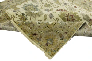 Cream Floral Osh Chobi 8X8 Peshawar Oriental Square Rug