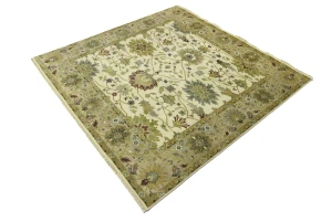 Cream Floral Osh Chobi 8X8 Peshawar Oriental Square Rug