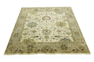 Cream Floral Osh Chobi 8X8 Peshawar Oriental Square Rug