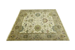 Cream Floral Osh Chobi 8X8 Peshawar Oriental Square Rug
