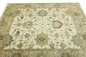 Cream Floral Osh Chobi 8X8 Peshawar Oriental Square Rug