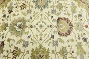 Cream Floral Osh Chobi 8X8 Peshawar Oriental Square Rug
