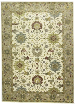 Cream Floral Traditional 10X14 Oushak Chobi Oriental Rug