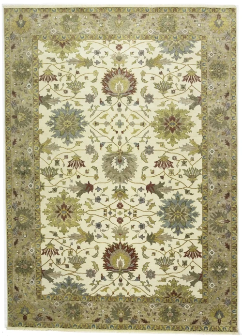 Cream Floral Traditional 10X14 Oushak Chobi Oriental Rug