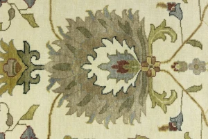 Cream Floral Traditional 10X14 Oushak Chobi Oriental Rug