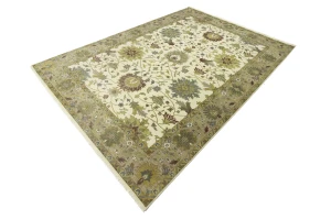 Cream Floral Traditional 10X14 Oushak Chobi Oriental Rug