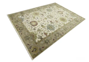 Cream Floral Traditional 10X14 Oushak Chobi Oriental Rug