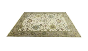 Cream Floral Traditional 10X14 Oushak Chobi Oriental Rug