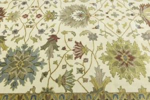 Cream Floral Traditional 10X14 Oushak Chobi Oriental Rug