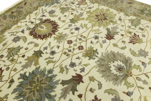 Cream Floral Traditional 10X14 Oushak Chobi Oriental Rug