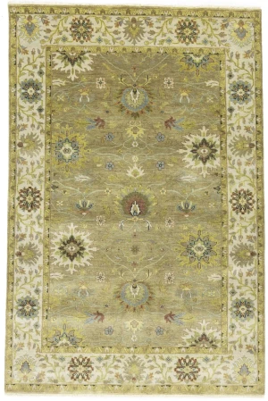 Tan Floral Osh Chobi 6X9 Peshawar Oriental Rug