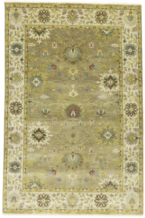 Tan Floral Osh Chobi 6X9 Peshawar Oriental Rug