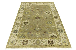 Tan Floral Osh Chobi 6X9 Peshawar Oriental Rug