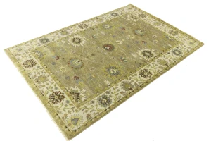 Tan Floral Osh Chobi 6X9 Peshawar Oriental Rug