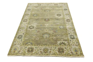 Tan Floral Osh Chobi 6X9 Peshawar Oriental Rug