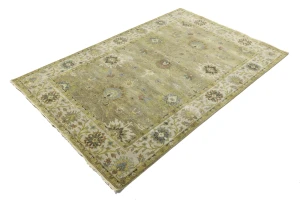 Tan Floral Osh Chobi 6X9 Peshawar Oriental Rug