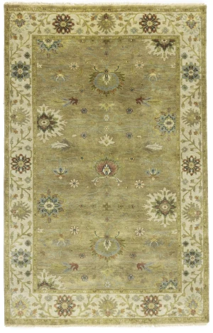 Tan Floral Traditional 5X8 Osh Chobi Peshawar Oriental Rug