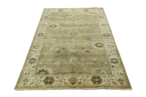 Tan Floral Traditional 5X8 Osh Chobi Peshawar Oriental Rug