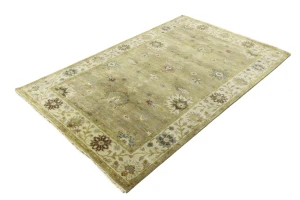 Tan Floral Traditional 5X8 Osh Chobi Peshawar Oriental Rug