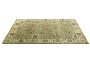 Tan Floral Traditional 5X8 Osh Chobi Peshawar Oriental Rug