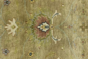 Tan Floral Traditional 5X8 Osh Chobi Peshawar Oriental Rug