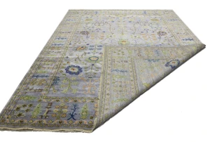 Silver Floral Traditional 10X14 Osh Chobi Oriental Rug