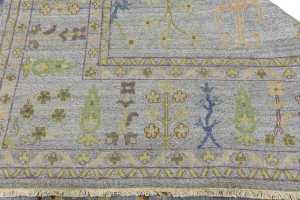 Silver Floral Traditional 10X14 Osh Chobi Oriental Rug