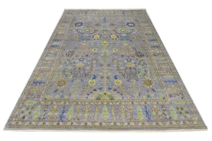 Silver Floral Traditional 10X14 Osh Chobi Oriental Rug