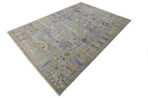 Silver Floral Traditional 10X14 Osh Chobi Oriental Rug