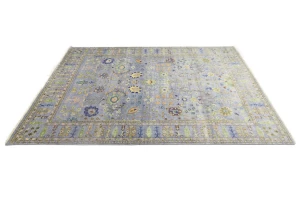 Silver Floral Traditional 10X14 Osh Chobi Oriental Rug
