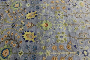 Silver Floral Traditional 10X14 Osh Chobi Oriental Rug