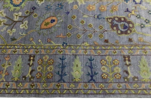 Silver Floral Traditional 10X14 Osh Chobi Oriental Rug