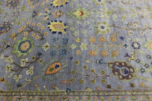Silver Floral Traditional 10X14 Osh Chobi Oriental Rug
