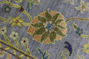Silver Floral Traditional 10X14 Osh Chobi Oriental Rug