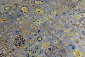 Silver Floral Traditional 10X14 Osh Chobi Oriental Rug