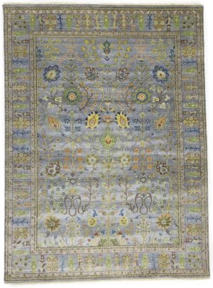 Silver Floral Traditional 9X12 Oushak Chobi Oriental Rug