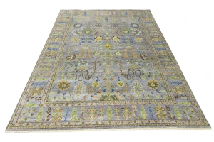 Silver Floral Traditional 9X12 Oushak Chobi Oriental Rug