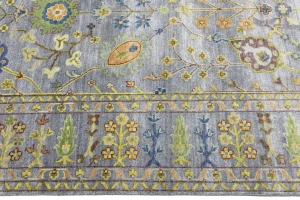 Silver Floral Traditional 9X12 Oushak Chobi Oriental Rug