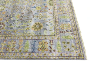 Silver Floral Traditional 9X12 Oushak Chobi Oriental Rug