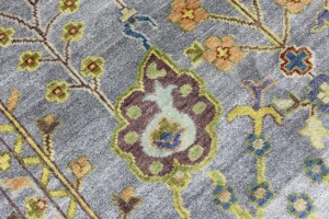 Silver Floral Traditional 9X12 Oushak Chobi Oriental Rug