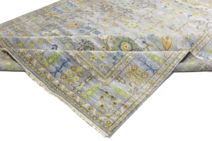 Silver Floral Traditional 9X12 Oushak Chobi Oriental Rug