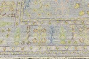 Silver Floral Traditional 9X12 Oushak Chobi Oriental Rug