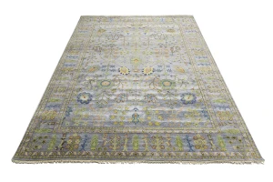 Silver Floral Traditional 9X12 Oushak Chobi Oriental Rug