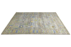 Silver Floral Traditional 9X12 Oushak Chobi Oriental Rug